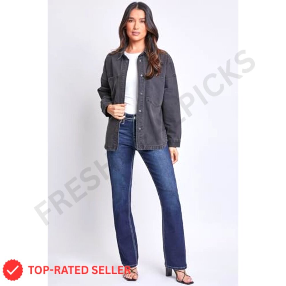 Oversized Denim Shacket Button Front Patch Pocket… - image 5